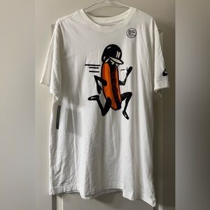 Nike Baseball White Dri-fit T-Shirt with Hot Dog Graphic